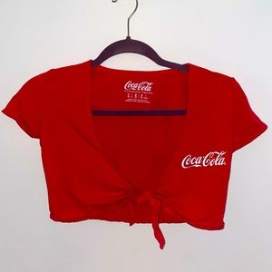 Coca Cola Tie Front Crop Top